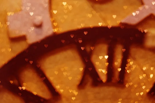 Bokeh garland kalp salonu penceresi parlama arka plan doku defocus