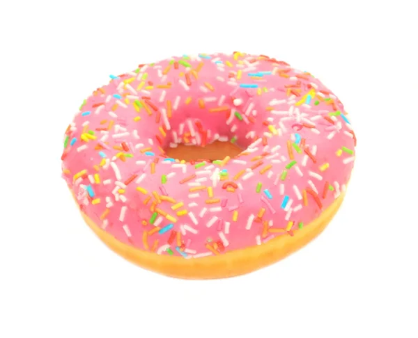 Donut glacé rose isolé sur fond blanc Images De Stock Libres De Droits