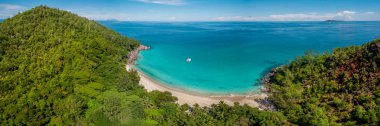 Seyşeller Praslin Anse Georgette panoramik havadan görünümü