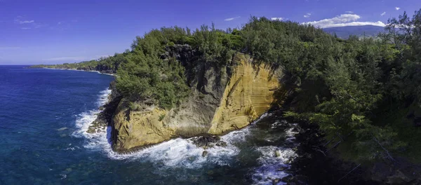 Reunion Island Drone View Cap Jaune Cliff Amarelo — Fotografia de Stock