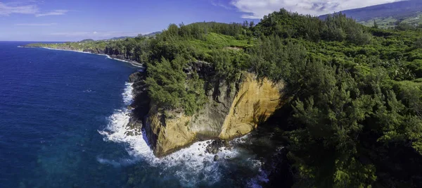 Reunion Adası dron görünümü Cap üç sarı Cliff — Stok fotoğraf