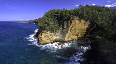 Reunion Adası dron görünümü Cap üç sarı Cliff
