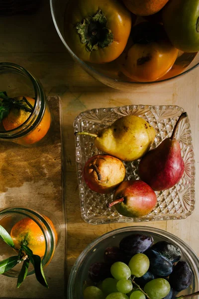 Fruits Légumes Frais Sur Une Table Bois — Photo