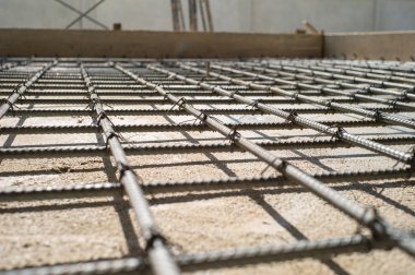 Closeup seçici odak resim için takviye beton yapı çelik satır kılavuzunun