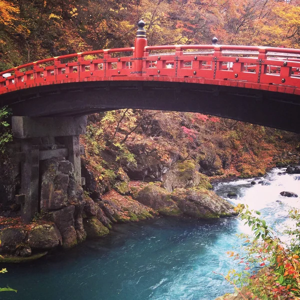 Paisaje Del Puente Shinkyo Otoño Nikko Tochigi Japón — Foto de Stock