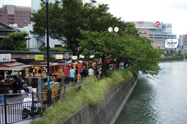 Fukuoka Japon Août 2016 Les Célèbres Étals Nourriture Fukuoka Yatai — Photo