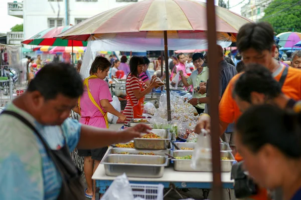 Paisagem Vibe Mercado Fresco Manhã Área Urbana Tailândia Multidão Pessoas — Fotografia de Stock