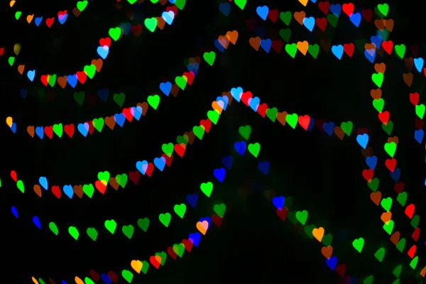 Abstract Colorful Bokeh Lights Heart Shape Isolated Black Background — Stock Photo, Image