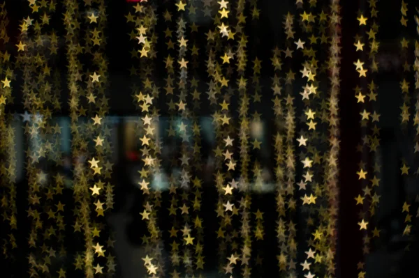 Abstrakter Hintergrund Und Textur Aus Goldenen Bokeh Lichtern Kleiner Sternenform — Stockfoto