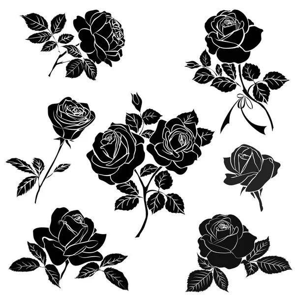 stock vector Black silhouette of rose