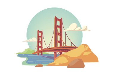 Golden Gate Köprüsü San Francisco Kaliforniya Amerika Birleşik Devletleri vektör illüstrasyon izole