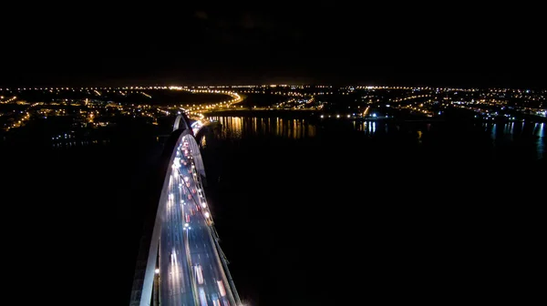 Voo sobre a Ponte JK, patrimônio cultural de Brasília . — Fotografia de Stock