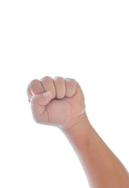 Beyaz arka planda izole edilmiş eller kaldırılıyor