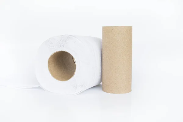 Tissue paper or Toilet paper with empty brown roll