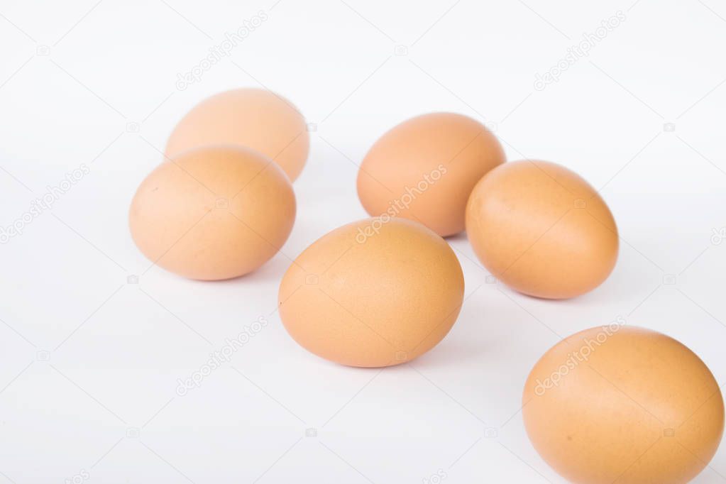Freshl eggs on a white background