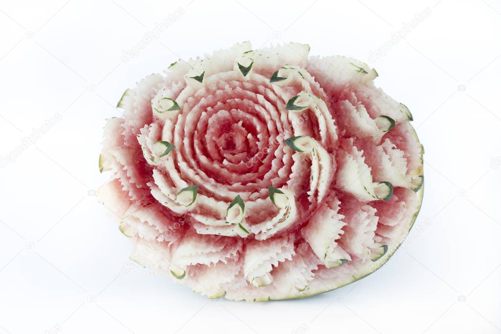 carved watermelon on white background