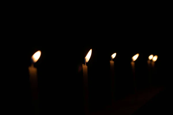 Weiche Fokussierte Kerzen Licht Dunkler Nacht — Stockfoto
