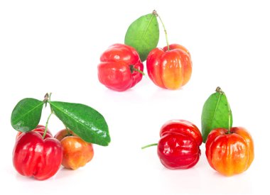 Fresh Barbados cherry on white background, Isolated fruit object. clipart