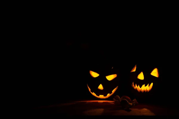 Halloween Citrouille Tête Jack Lanterne Arrière Plan Sombre — Photo