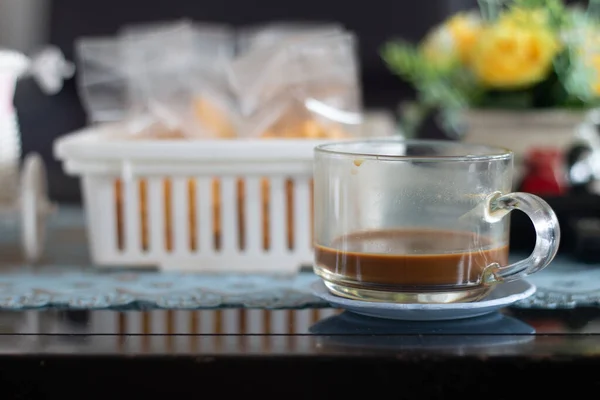 Una Taza Café Escritorio Madera — Foto de Stock