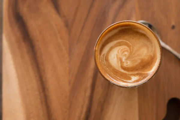 Piccolo Latte Art Small Glass Wood Desk — Stok Foto