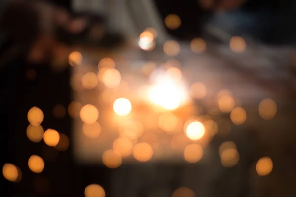 Bokeh Licht Von Funken Arbeit Schweißen Von Stahl Den Industrieanlagen — Stockfoto