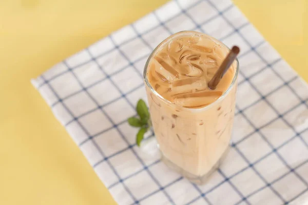 Primer Plano Café Helado Con Paja — Foto de Stock