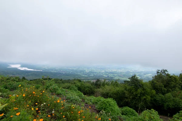 Düsterer Tag Mit Nebel Auf Den Bergen — Stockfoto