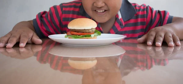Azjata Hamburgera Niezdrowe Żarcie Dla Dzieci — Zdjęcie stockowe