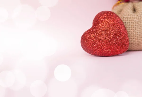 Concetto San Valentino Rosso Decorare Cuore Dolce Rosa Disegno Sfondo — Foto Stock