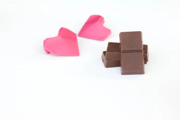 Barrette Cioccolato Tritate Sfondo Bianco — Foto Stock