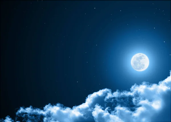 Night sky background with clouds, full moon and stars 9432530