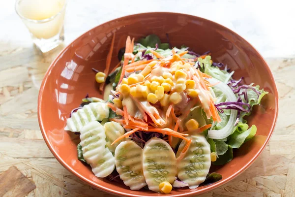 Bowl Salad Healthy Food Wooden Table Home Made Healthy Food — Stock Photo, Image