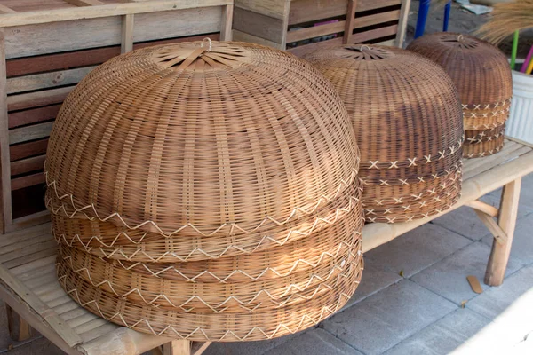 Bamboo basket Craft Product in vintage Thailand\'s market.
