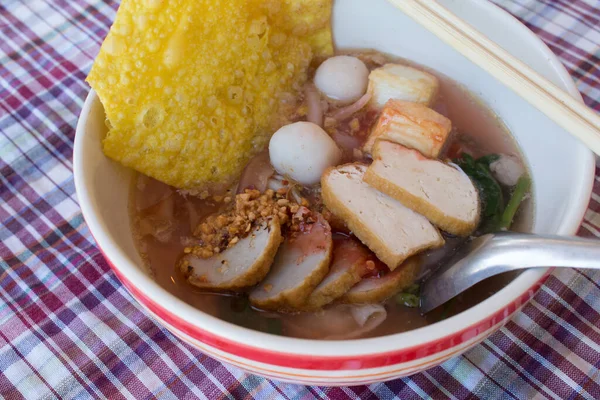 Rice Noodle Pork Ball Pork Vegetable Favorite Food — Stock Photo, Image
