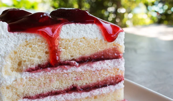 Closeup Strawberry Cake — Stock Photo, Image