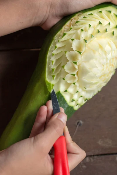 Closeup of Fruit Carving food art concept.