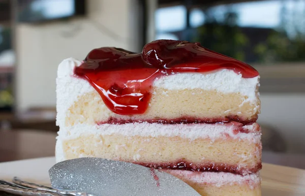 Closeup Strawberry Cake — Stock Photo, Image