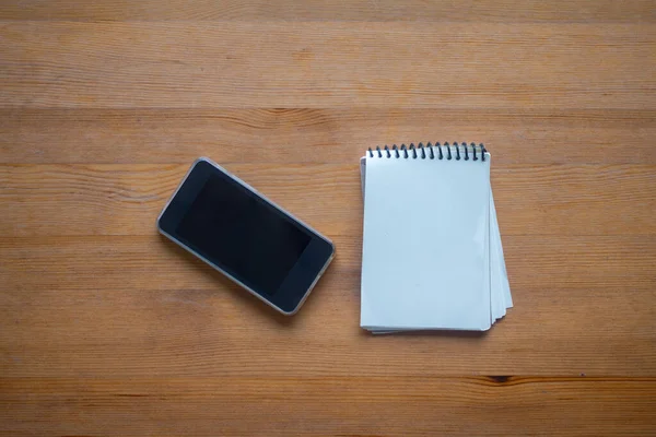 Espacio Copioso Mesa Trabajo Negocios Con Teléfono Inteligente Organización Concepto — Foto de Stock