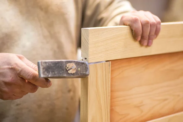 Manual Manufacturing Furniture Natural Tree Workshop Close — Stock Photo, Image