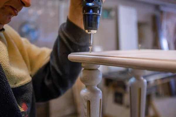 Het Maken Van Meubels Van Hout Werk Timmerman Timmerwerk Tools — Stockfoto