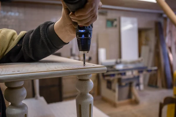 Het Maken Van Meubels Van Hout Werk Timmerman Timmerwerk Tools — Stockfoto