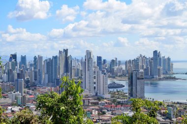 Ancon tepeden Panama şehir gökdelenler Veiw. 