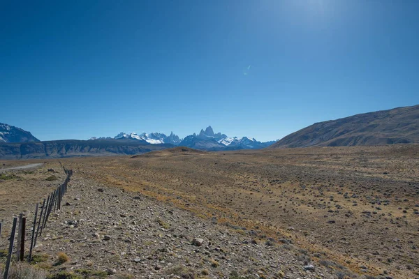 Fitz Roy Chalten Yolu Üzerindeki Görüntüsü Los Glaciares Ulusal Parkı — Stok fotoğraf