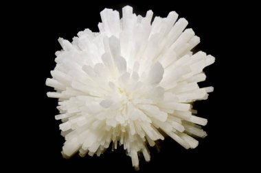 Macro photo of Scolecite isolated on black background  clipart