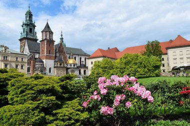 KRAKOW, POLAND - 10 Mayıs 2019: The Wawel Katedrali (The Royal Archthedral Basilica of Saints Stanislaus ve Wenceslaus).