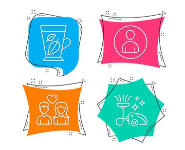 Küme nane yaprakları, Avatar, çift aşk, beyaz arka plan üzerinde izole elektrikli süpürge işaretleri