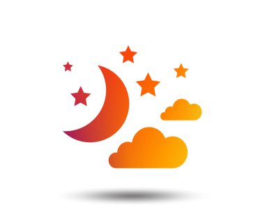 Moon, clouds and stars icon isolated on white background