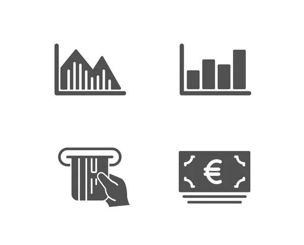 Ensemble Graphique Investissement Diagramme Rapport Carte Crédit Euro Signes Devise — Image vectorielle