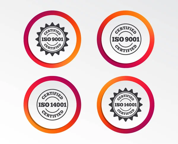 Иконки Iso 9001 14001 Сертифицированные Белом Фоне — стоковый вектор